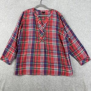 Talbots Popover Top Red Tartan Plaid Womens 3Xp Classic Preppy Academia